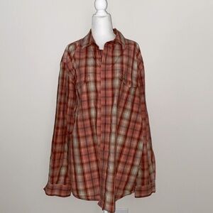 Carhartt salmon plaid button down